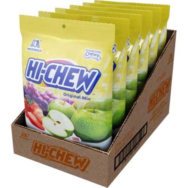 Hi Chew Strawberry Grape and Green Apple Original Mix Candy, 3.53 Ounce Peg Bag - 6 per case.