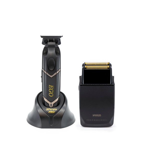 XPERSIS PRO EGO Brushless DLC Blade Cordless Hair Trimmers for Barbers, Professional Mens Hair Trimmers + Electric Razor Foil Shaver with Sharp Blades Black