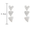 Sttiafay Vintage Heart Drop Earrings Long Heart Dangle Earrings Triple Heart Stud Earrings Silver Love Heart Earrings Jewelry for Women and Girls