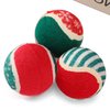 LUCKITTY 3 Packs Christmas Dog Tennis Balls Interactive Toy Puppy for Small Medium Dogs Training Playing- Red, White, and Green Color Blocking Patterns 2.5 Inch
