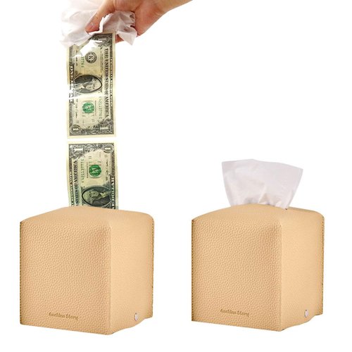 GASHINA STORY Money Pull Out Box for Cash Gift with Reusable Tissue Box Cover - Surprise Pop Up Money Gift Boxes, Perfect for Birthday, Valentines, Anniversary (Cream Beige)