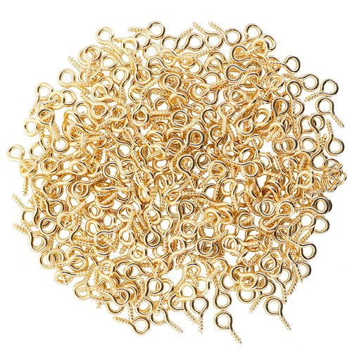 300PCS Screw Eye Pins for Jewelry Making Small Eye Hooks Gold Eye Screw Hooks Eyelets Screw Threaded Mini Eye Pins Hooks Gold Tone Clasps Hooks Eye Screws for Crafts Jewelry Making (Gold)