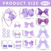 Bekecidi 20 PCS Girls School Hair Accessories Purple Bow Hair Clips Bow Headband Hair Ties Elastic Hair Bands Ribbon Hair Barrettes Hair Accessories for Toddlers Kids Christmas Birthday Gift
