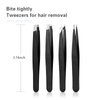 Tweezers Set, High Precision Stainless Steel Eyebrow Tweezers for Facial Hair, Inward Growing Hair and Splinter Remover Kit, Suitable for Women and Men, 4-Piece Set. (Black)