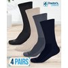Doctor's Select Mens Diabetic Socks - 4 Pairs | Black, Gray, Beige, Navy | Neuropathy Socks for Men | Diabetic Socks for Men | Mens Diabetic Socks size 10-13 | Diabetic Crew Socks for Men