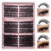 Yawamica Cat Eye Lash Clusters Fluffy Cluster Eyelash Extensions Wispy Individual Lashes Premade Eyelash Clusters Left Right Cluster Lashes 60D 80D 100D Volume 300pcs Eye Lashes Clusters DIY Lash