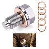 Kewucn Magnetic Oil Drain Plug, M14×1.5 Stainless Steel Oil Drain Plug with 5 Pcs Copper Crush Washer, Aluminum Craft with Red Copper Washer Gaskets, Universal Replacement for Most Car