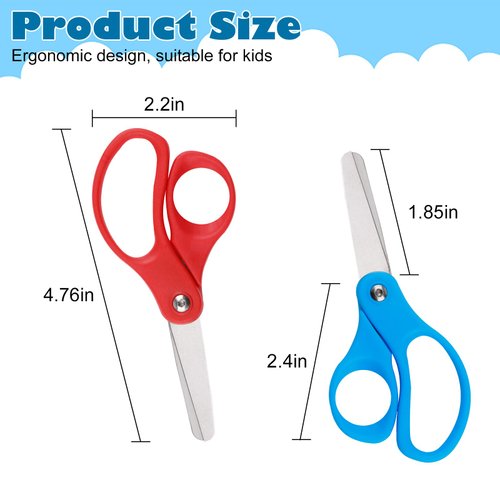 BURVAGY 36 Packs Kids Scissors, Scissors for School, Safety Scissors, Blunt Tip Scissors, 5 Inch School Student Blunt Tip Kids Craft Scissors, Safety Comfort Grip for Children Cutting Paper