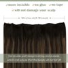 LAAVOO Micro Ring Weft Hair Extensions Balayage Darkest Brown Ombre Light Brown Beaded Hair Extensions Human Hair Silky Straight Easy Weft Hair Extensions Real Human Hair 18 Inch 50g