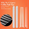 504Pcs Long Clear Coffin Nails Tips, XXL Extra Long No C Curve Half Cover Coffin Nail Tips for Acrylic Nails Professional, Acrylic Nail Tips Fake Nails for Salons and DIY Nail Art with 2 Nail Files