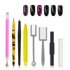8 Pieces Nail Magnet Tool Set, Double-head Flower Design Nail Magnet Pens Magnet Stick 3D Magnetic Cat Eye Gel Polish Nail Art, for DIY 3d Magnetic, Salon, Studio or Home