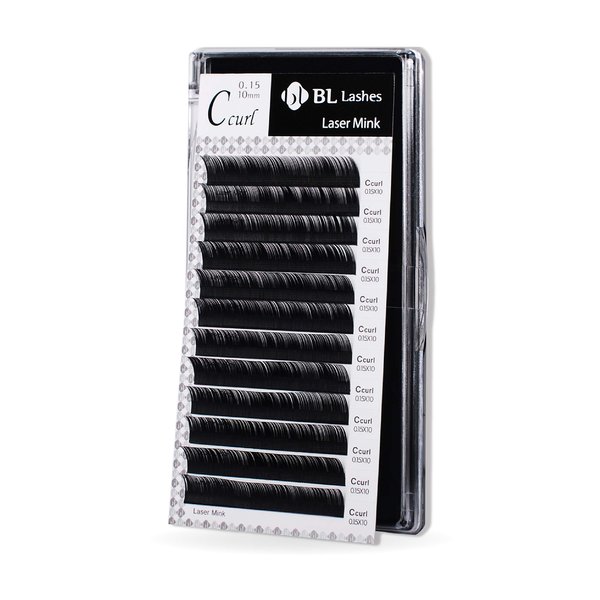 BL Lashes Eyelash Extensions, Laser Mink Classic Synthetic Lashes, 0.15 Thickness, C Curl Mix(7~14mm), Natural Semi Permanent Eyelashes, Longer-lasting Eyelash Extension Supplies C Curl Mix (7~14mm)