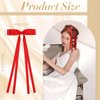 VOBOBE 2PCS Hair Bows for Women Girls, Tassel Ribbon Bowknot Hair Clips Barrettes for Girl with Small Long Tail Solid Satin Hair Accessories (Red-Glitter)