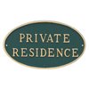 Montague Metal Products Oval Private Residence Statement Plaque Sign, Hunter Green with Gold Letter, 6" x 10"