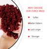 PHOENIXFLY Red Curly Wigs for Black Women Short Loose Burgundy Curly Wigs for Women Curly Synthetic Hair Wigs Heat Resistant Hair Replacement Wigs with Wig Caps(Burgundy,Red)