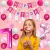 Sweet 7th Birthday Decorations for Girls, Pink and White 7 Happy Birthday Balloons，7th Birthday Party Supplies for Daughter Her Kids Including Pink Happy Birthday Banner, Hot Pink Number 7 Foil