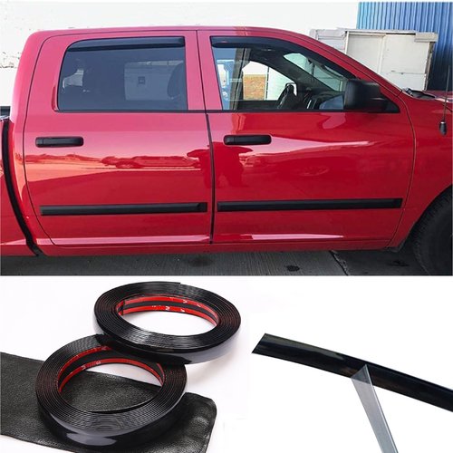 16Ft Glossy Black Automotive Car Exterior and Interior Molding Trim Universal Bumper Window Door Body Side Decorative Strip Scratch-Proof (1 inch (25mm))