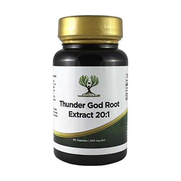 Thunder God Vine Root 20:1 Supplement – Tripterygium Wilfordii Herbal Supplement – 200mg Capsules with Lei Gong Teng Extract – Thunder God Vine Extract with Triptolide – 90 Capsules