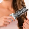 Curl Training Hair Brush Retractable, Bristle Round Hairbrush Roller Round Brush Blow Drying Brush Detangling Hairbrush White Mini Hair Styling Brush