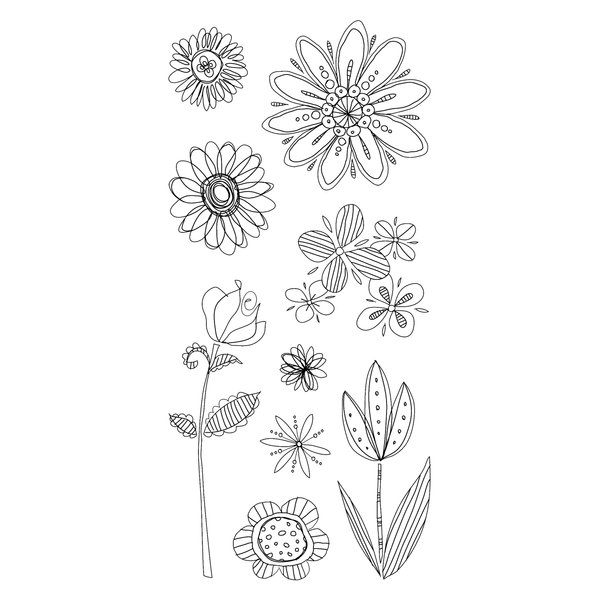 Inkadinkado Doodle Flowers Clear Stamps