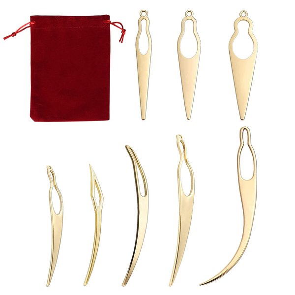 8 Pcs Interlocking Tool for Locs and 1 Storage Velvet Bag Dreadlock Crochet Needle Easy Hair Loc Needle Tools for Dreads Hair Tightening Loc Accessories Interlocks or Sisterlocks Gold