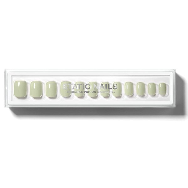 Static Nails Reusable Pop-On Manicure Set, Non-Damaging Glue-On Nails (Serene Square) - False Nails with Static Nail Glue, Nail Set, Fake Acrylic Press On Nails