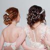 40 Pieces Pearl Hair Pins Wedding Bridal Hair Pins Rhinestone Flower Hair Pins U Shaped Hair Crystal Pins Metal Silver Pearl Bobby Pins Hair Jewelry Accessories for Brides Bridesmaids Thick Long Hair