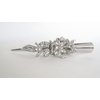 Silver alligator flower and ribbon hair claw clip with clear and AB crystals