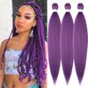 Purple Braiding Hair Pre Stretched 32inch 3 Packs Braiding hair Extensions Synthetic Crochet Braids, Hot Water Setting Professional Soft Yaki Texture. (32inch(3Packs),Lavender#)