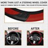 Bittwee Car Steering Wheel Cover, Anti-Slip PU Leather & Carbon Fiber Steering Wheel Protector, Universal 14.5-15 Inch, Automotive Interior Accessories, Fit for Most Cars SUVs