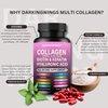 Collagen Pills Peptides Types I, II, III, V & X MCG Biotin Keratin Hyaluronic Acid MSM Vitamin A Vitamin C Vitamin E Zinc Magnesium with Grape Seed Extract, Quercetin - Hair Skin and Nails Vitamins