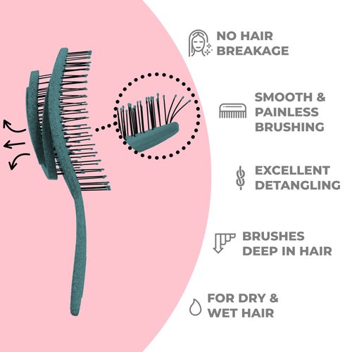 Ninabella Detangling Hair Brush for Women, Men & Children - Does not Pull on Hair - Recycled Hair Straightening Brushes for Straight, Curly & Wet Hair - Vented Wet Brush - Unique Spiral Hairbrush