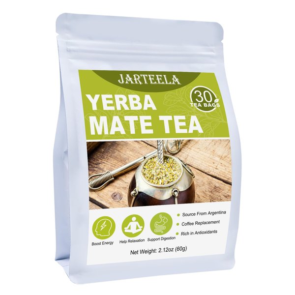 Jarteela - Yerba Mate Tea Bag, 2g x 30 Count - Unsmoked Mate Tea from Argentina - Yerba-mate Tea Bags for Relaxation - Perfect Coffee Replacement