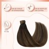 Ve Sunny Human Hair Ponytail Extension Dark Brown Ponytail Extension Human Hair Darkest Brown Ombre Medium Brown Clip Ponytail Extension Human Hair Wrap around Ponytail Adjustable 80g 18inch