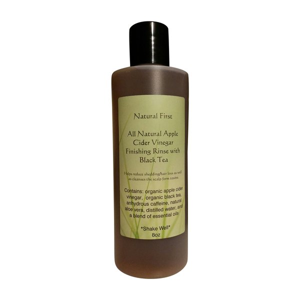Natural First Organic Apple Cider Vinegar Finishing Rinse w/Black Tea for Shedding/Hair Loss (DHT Blocking) 8oz