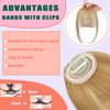 Clip in Bangs 100% Real Human Hair Bangs Hair Clip Deep Blonde Wispy Fake Bangs,Clip on Bangs for Women Faux Bangs Clip in Hair extensions/Pieces with Hair Roller