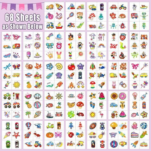 TatoYard 408 PCS Individually Wrapped Kids Tattoos for Party Supplies, 68 Sheet Temporary Tattoos Stickers, Birthday Bags Stuffers Fillers for Party favors Decorations (Gitter)