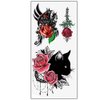 TAFLY Waterproof Temporary Tattoos Sticker Black Cat and Rose Tatto Water Transfer Fake Tatoo for Woman 5 Sheets