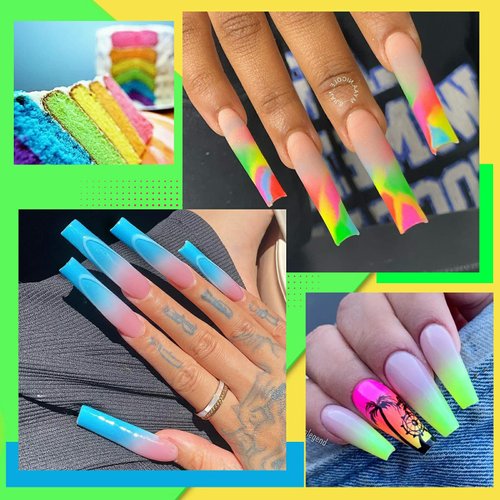 UR SUGAR Neon Poly Extension Gel Nail Polish Set, 6 Colors Hot Pink Neon Green Yellow Orange Bright Colors Spring Summer Poly Nail Gel Polish Kit Long Lasting Soak Off Gel Polish Gift Box for Women