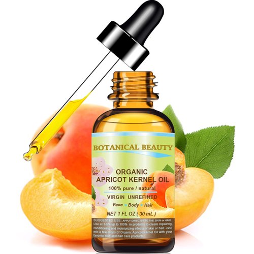 Botanical Beauty ORGANIC APRICOT KERNEL OIL Australian 100% Pure Virgin Unrefined Cold Pressed Carrier Oil 1 oz- 30 ml for Face Hair Body Nails Skin Anti-Aging