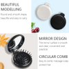 Folding Hair Brush with Mirror for Purse/Pocket,Round Mini Compact Massage Comb for Girls and Women (Black+White)