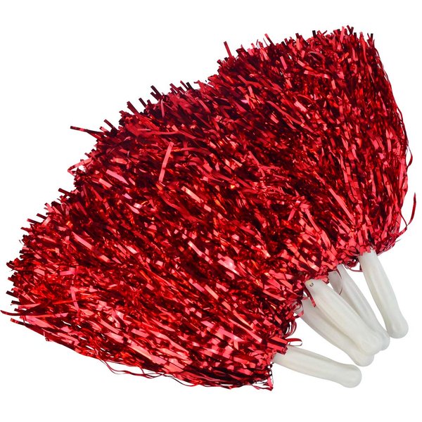 baotongle 12 PCS Cheerleading Squad Spirited Fun Poms Pompoms Cheer Costume Accessory for Party Dance Sports (Reds)
