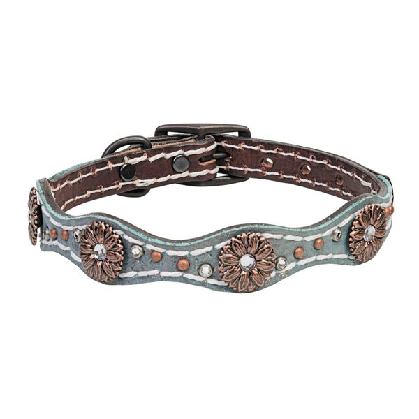 Weaver Pet Savannah Dog Collar Brown/Metallic Turquoise, 1 X 19-Inch