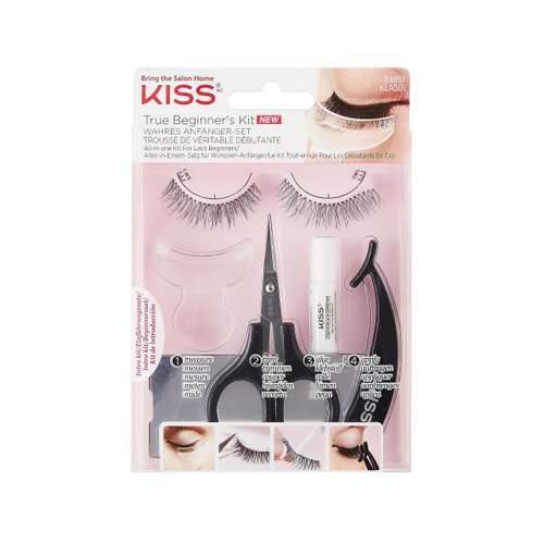 KISS Lash 11 False Eyelashes, 'Effortless', 12 mm, Includes 1 Pair Of Eyelash, Measuring Tool, Scissors, Lash Adhesive, Applicator, Mirror, Contact Lens Friendly, Easy to Apply, Reusable Strip Lashes
