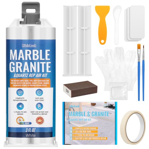 Quartz Countertop Chip Repair Kit - White Granite & Marble Repair Kit, Suitable for Granite, Marble, and Other Stone Surface Crack Quartz Chip Repair Kit