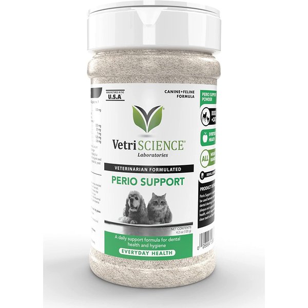 VETRISCIENCE Perio Support Teeth Cleaning Dental Powder for Dogs and Cats, Up to 192 Servings – Clinically Proven to Reduce Plaque and Tartar