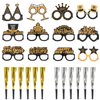 Pistha 24 Pcs New Years Eve Party Supplies 2025, 12 Happy New Year Glasses 2025 and 12 Noise Makers New Years Party Favors for Happy New Years Decorations 2025