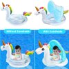 Arcimatto Baby Swimming Pool Floats with Removable Sun Protection Canopy, Cute Inflatable Raft with Seat and Handle, No Flip Over Kids Infants Boat Swim Ring for Toddler 4-48 Months (Glitter Flamingo)