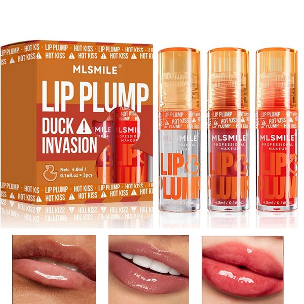KTouler 3Pcs Lip Gloss Lip Plumper, Moisturizing Plumping Lip Gloss,Hydrating Lip Oil Lip Glaze, Long Lasting Lip Care Nourishing Tinted Lip Gloss (#1+#2+#3, A)
