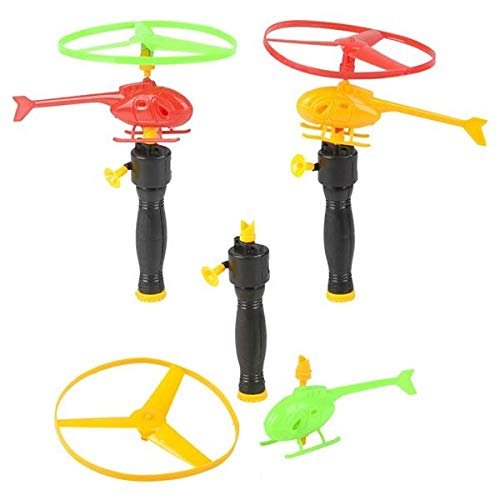 12 Pack- Rip Cord Flying Helicopter Set for Kids, Fun Fly Toys for Indoors or Outdoors, Great Birthday Party Favors, Goodie Bag Fillers, Gift Idea for Boys and Girls